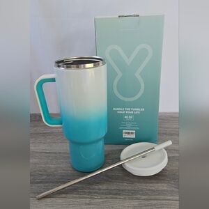 MEOKY 40oz Tumbler with Handle,‎ Leak-proof Lid and Straw - Azure -NEW